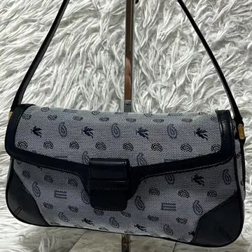 ETRO 에트로 원 숄더 핸드백 네이비 가죽 올 패턴 데님 스타일