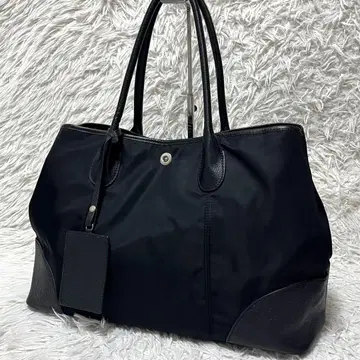 SHIPS 쉽스 나일론 x 가죽 토트백 A4 수납 숄더 대용량