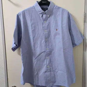 새상품급 Ralph Lauren 커스텀 핏 반팔 셔츠 2XL 블루