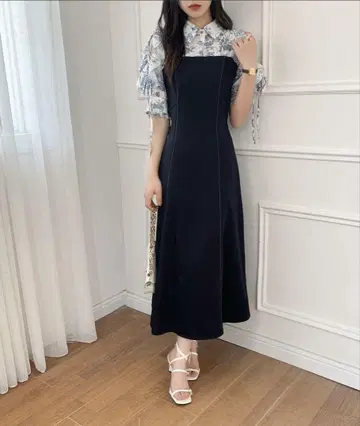 어른스러운 걸리시 프릴 소매 꽃무늬 원피스