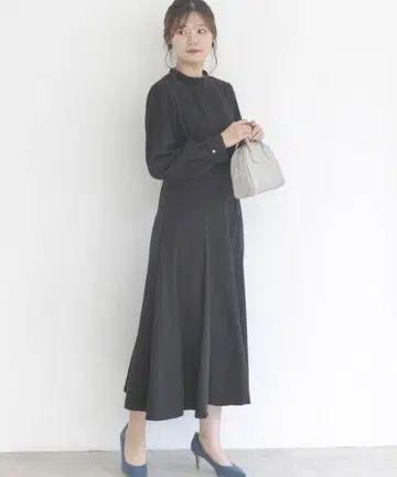 하이넥 사다리 레이스 원피스
