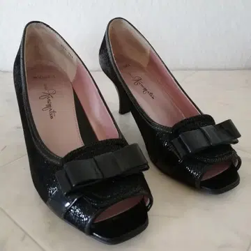 긴자 카네마츠 천연 가죽 오픈토 펌프스 22.5cm