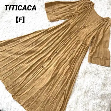 티티카카 F 풀 자수 원단 롱 원피스 겉옷 허리 절개 슬림핏