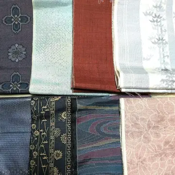 반폭 오비용 순수 실크 짠 세트 컷 완료 8종