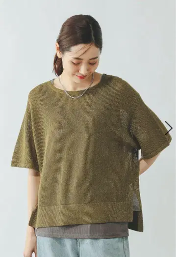 글로벌 워크 워셔블 메쉬 라메 풀오버 탱크 세트 올리브 M