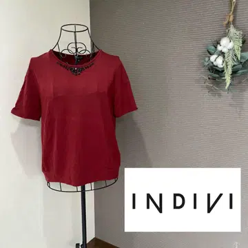 INDIVI 인디비 비쥬 컷 티셔츠 반팔 상의