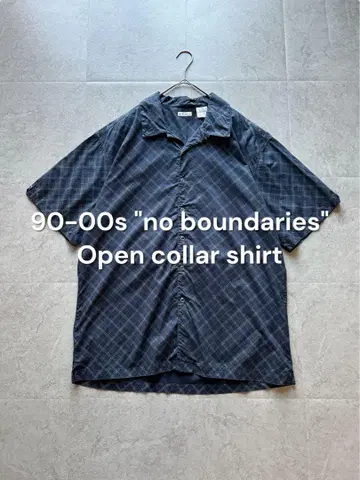 90-00s no boundaries 오픈 카라 셔츠 체크 오픈 카라