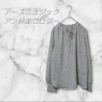 어스 뮤직 앤 이콜로지 블라우스 꽃무늬 드로우 스트링 긴팔
