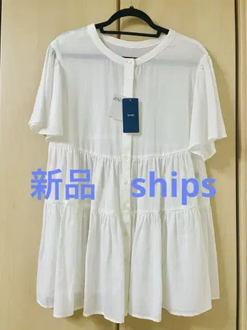 [새상품] ships 코튼 보일 시어 티어드 블라우스