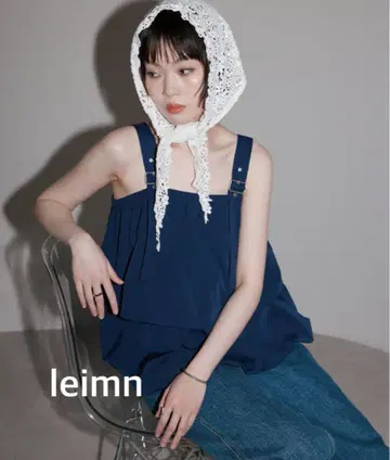 leimn 네이비 서스펜더 벌룬 상의