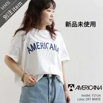 미사용 새상품 요크 절개 'AMERICANA' 로고 티셔츠