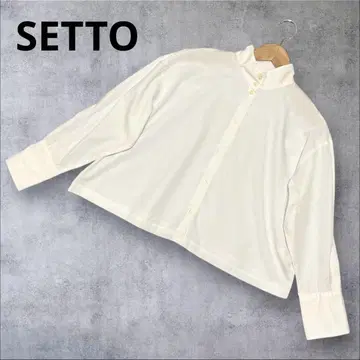 SETTO 세트 오카케 셔츠 블라우스 긴팔 화이트 스탠드 카라