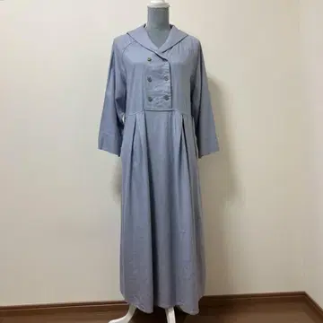 (주)야기 마 혼방 롱 원피스 옷깃 스카이블루 내추럴 귀여운 넉넉한