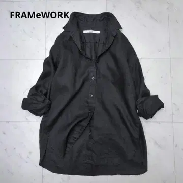 프레임워크/블랙 린넨 오버 긴팔 셔츠/린넨 셔츠 넉넉한 핏