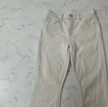 Mother Denim 화이트 데님 팬츠 하이웨스트 프린지 밑단