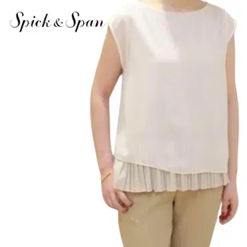 Spick and Span 밑단 플리츠 비대칭 슬리브리스 블라우스 새상품