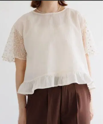 flower 블루 슬리브 탑