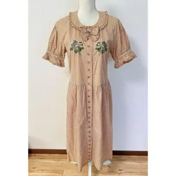 PINK HOUSE 롱 원피스 반팔 시로츠메구사 자수