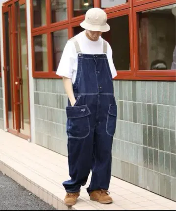 프릭스스토어 마운틴 매니아 와이드 실루엣 데님 오버롤