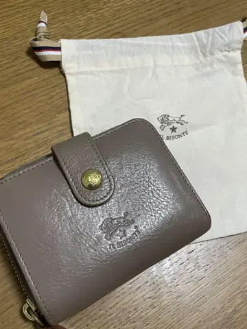 IL BISONTE 접이식 지갑 그레이 베이지