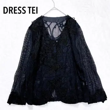 DRESS TEI 가디건 레이스 자수 꽃무늬 시스루 일본제 긴팔