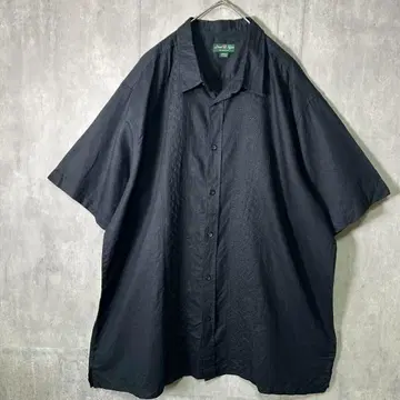 레이온 자수 쿠바 셔츠 빅 실루엣 블랙 2XL