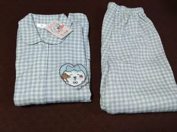 치이카와 시마무라 깅엄 체크 파자마 룸웨어 하치와레 M