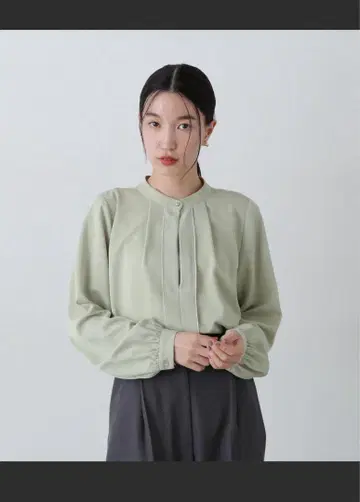 긴팔 블라우스 민트 그린 M 사이즈 N 내추럴뷰티