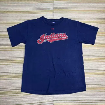 마제스틱 MLB 클리브랜드 인디언스 티셔츠 L 네이비