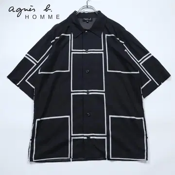 agnes b. HOMME 에네스베 옴므 반팔 셔츠 남성용 블랙