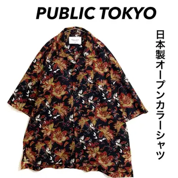 새상품급 PUBLIC TOKYO 오픈 카라 셔츠 플라워 디자인