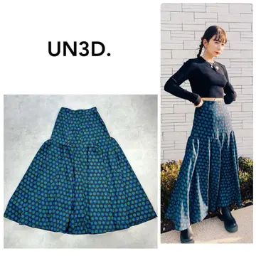 UN3D. 안스 리드 스잔 착용 개더 랜덤 도트 스커트 36