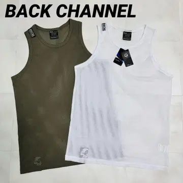 BACK CHANNEL 메쉬 탱크탑 2벌 세트 카키 화이트