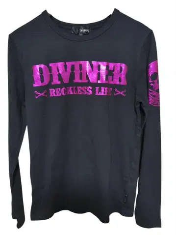 택 포함 DIVINER 스컬 프린트 긴팔 티셔츠