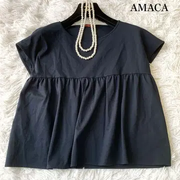 AMACA 프렌치 슬리브 페플럼 컷 티셔츠 38 사이즈