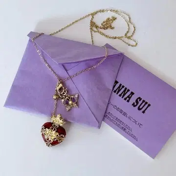 ANNA SUI 하트 로켓 펜던트 나비 크라운