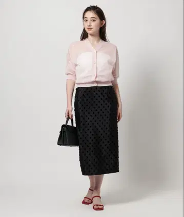 UNITED ARROWS 도트 컷 자카드 타이트 스커트