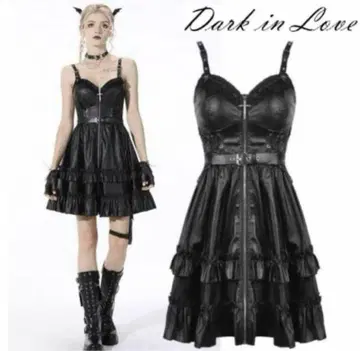 QOOZA 원피스 가죽 고스로리 dark in love