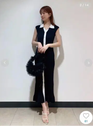 SNIDEL 프론트 버튼 슬리브리스 니트 원피스 스나이델