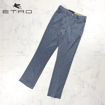 새상품급 ETRO 스트레치 슬랙스 꽃무늬 블루 사이즈 40*CD328