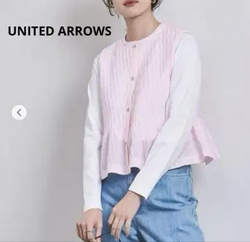 UNITED ARROWS 에어리 자카드 베스트 핑크