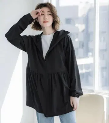 coca (코카) UV 차단 개더 후드티 블랙 L