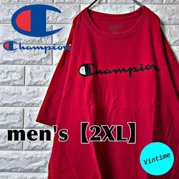 AL18 [ Champion ] 프린트 티셔츠 [ 남성용 2XL ] 레드