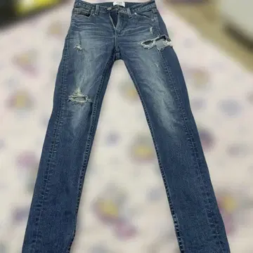 GYDA 데미지 가공 다크 블루 데님