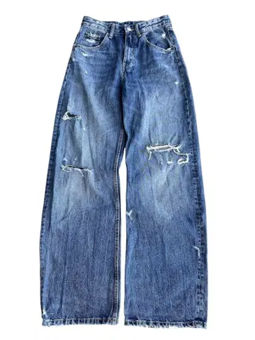 'zara' faded boro baggy jeans