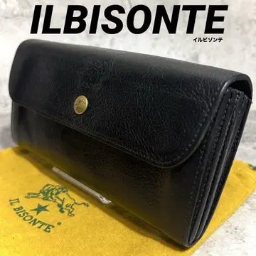 [새상품급!] 일비종떼 ILBISONTE 장지갑 플랩 주름 가죽 블랙