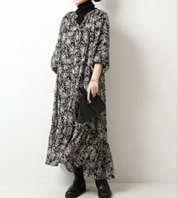 Spick&Span Wallpaper flower 개더 원피스