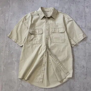 구제 의류 L.L.Bean 반팔 워크 셔츠 더블 포켓 카키 S~M