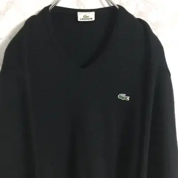 울 블렌드] 라코스테 원포인트 로고 크루넥 니트 블랙 M
