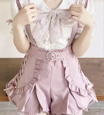 리즈리사 사이드 레이스업 서스펜더 포함 숏팬츠